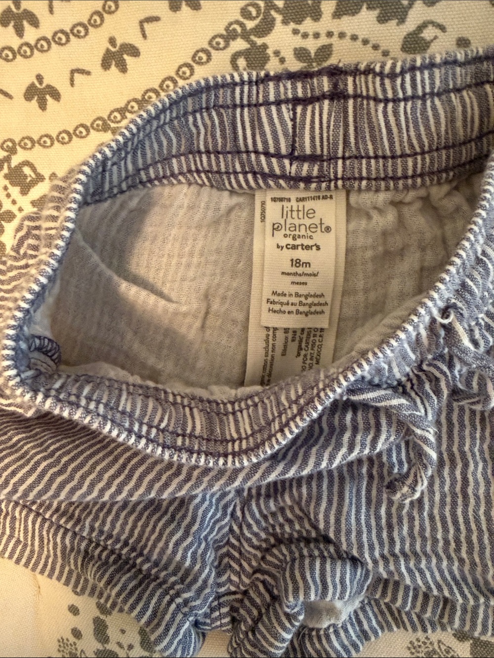 Blue + White Striped Cotton Button-Up Shirt & Shorts Set - Picture 7 of 8
